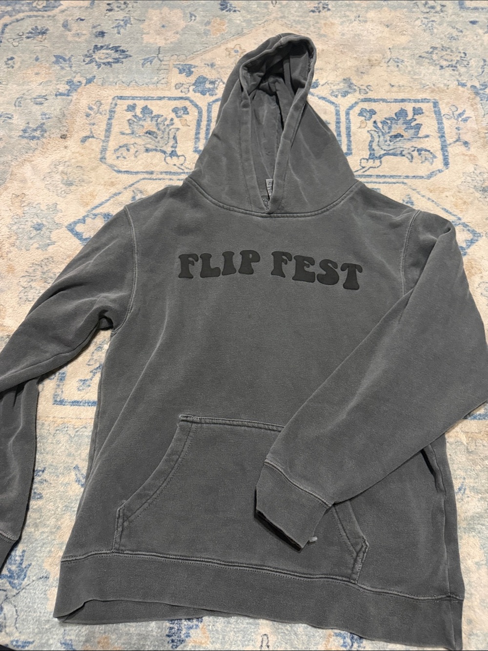 Kids Flip Fest Hooded Sweatshirt - Washed Charcoal